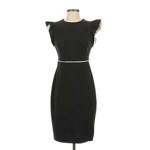 Calvin Klein Women's Black Ruffle Sleeve Sheath Cocktail Dress Size 10